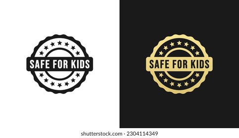 Simple Safe for kids stamp or Safe for kids label vector isolated in flat style. Safe for kids stamp for product packaging design element. Safe for kids label for packaging design element.