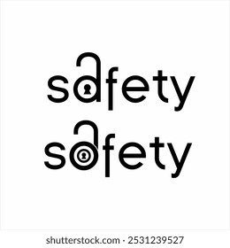 Diseño de conjunto de texto de logotipo de seguridad simple.