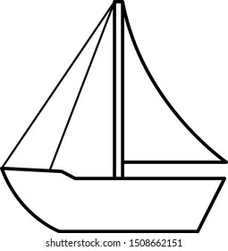 Simple Sail Ship Icon. Vector Image.