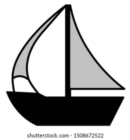 Simple Sail Ship Icon. Vector Image.