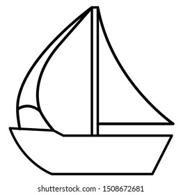 Simple Sail Ship Icon. Vector Image.