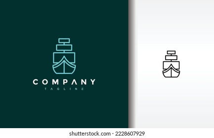 simple sailboat blue line logo	