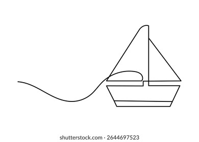 Simple sailboat continuous line design in minimal and clean outline illustration