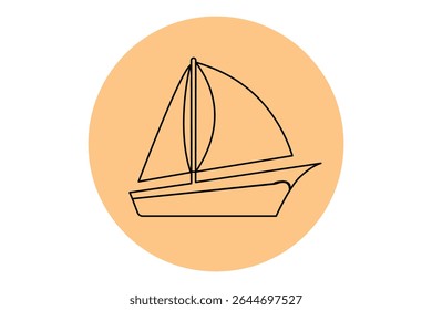 Simple sailboat continuous line design in minimal and clean outline illustration