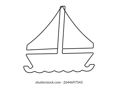 Simple sailboat continuous line design in minimal and clean outline illustration