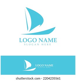 Simple Sailboat dhow boat on Sea Ocean Wave art style logo design, Daily cruises, sea travel, vector icon ILLUSTRATION