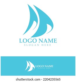 Simple Sailboat dhow boat on Sea Ocean Wave art style logo design, Daily cruises, sea travel, vector icon ILLUSTRATION
