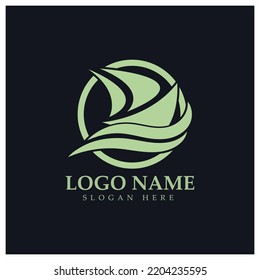 Simple Sailboat dhow boat on Sea Ocean Wave art style logo design, Daily cruises, sea travel, vector icon ILLUSTRATION