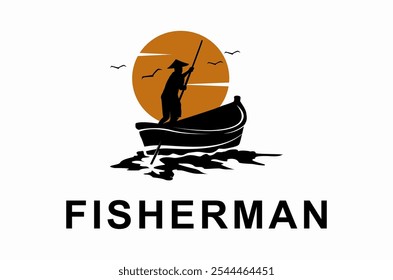 Simple Sailboat dhow ship line art logo design