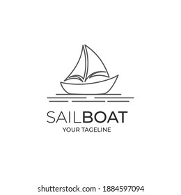 Sencillo diseño del logotipo del barco de vela. ilustración vectorial