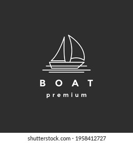 Simple Sailboat line art logo design on black backround