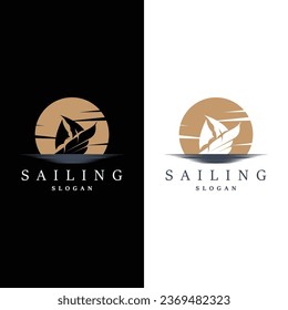Simple Sailboat Logo Design, Symbol Vector Template