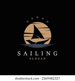 Simple Sailboat Logo Design, Symbol Vector Template