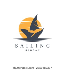 Simple Sailboat Logo Design, Symbol Vector Template