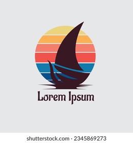 Simple Sailboat for ship Travel Transport logo design