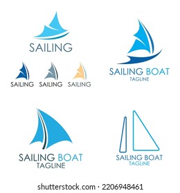 simple Sailing boat logo, Daily cruises, sea travel, vector logo-icon illustration design