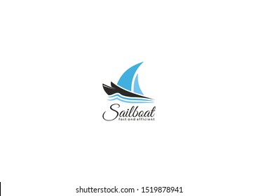 Simple sailing boat logo vector