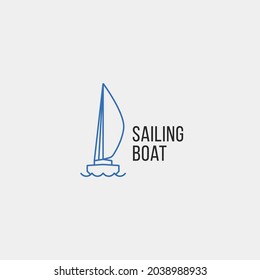 simple sailing boat logo vector design illustration. sport sailing boat logo vector design template with outline, and modern styles. 