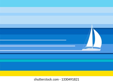 Simple sailing boat on the background of the sea.