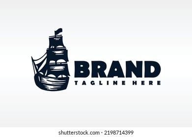 simple sailing ship black logo