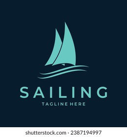 Simple Sailing Silhouette Logo design inspiration vector