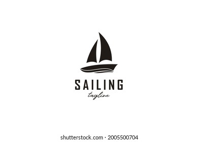 Simple Sailing Yacht Silhouette Logo design inspiration Vector