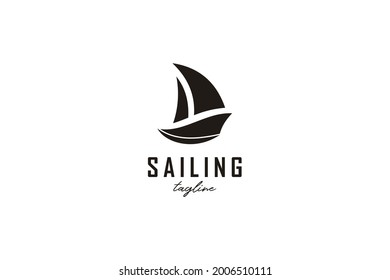 Simple Sailing Yacht Silhouette Logo design inspiration Vector