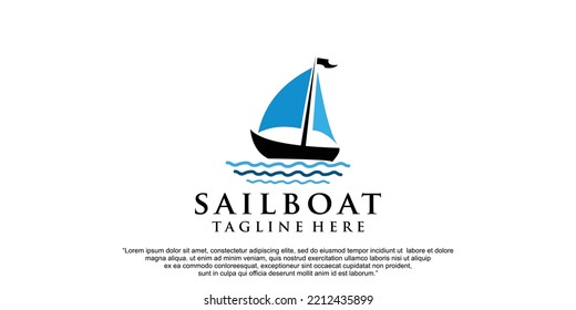 Simple sailing yacht silhouette logo design inspiration Premium Vector