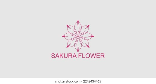 Flor simple de sakura con vector premium de estilo moderno