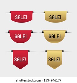 Simple sale Tag banner with red and gold color