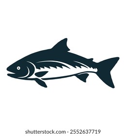 Einfache Lachs Fisch Icon Design, schlanke Silhouette Stil