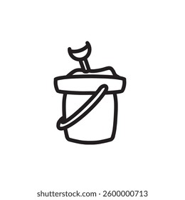 simple sand bucket icon. minimalist vector format. logos, stickers, merchandise, and user interface elements