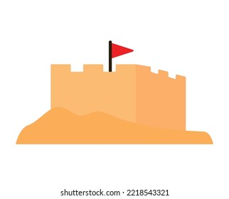 Castillo de arena simple. Ilustración vectorial de icono plano aislada en fondo blanco