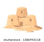 Simple sand castle icon. Summer games of sand. Cartoon design. Flat vector illustration isolated on white background.