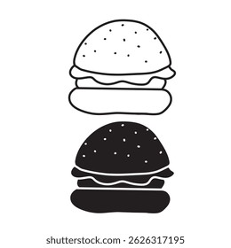 ícone de sanduíche simples. formato vetorial minimalista. logotipos, adesivos, mercadorias e elementos da interface do usuário