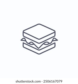 Simple sandwich outline icon. A minimalist line drawing of a sandwich, perfect for use in branding, menus, or food-related projects.