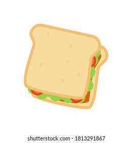 Ilustración simple del vector sandwich aislada en fondo blanco 