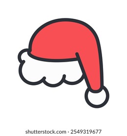 Simple Santa Claus hat vector cartoon icon.