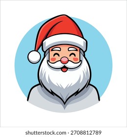 Icono simple de Santa Claus, sombrero rojo exagerado, colores planos, cara amistosa