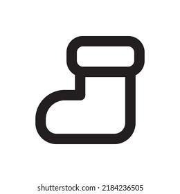 Simple Santa sock icon, Vector outline icon on white background.