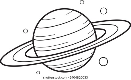 Simple Saturn Icon Vector Outline Black and White