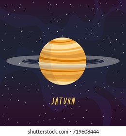 simple saturn planet on cosmic background. solar system set. can be used for posters, greeting cards or party invitation