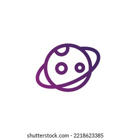 simple saturn planet shaped line illustration or icon