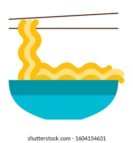 Simple sauce noodle icon in chopsticks bowl - Vector