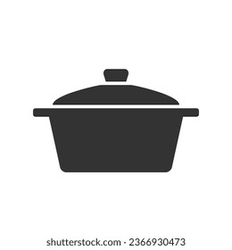 Icono simple de la cacerola aislado en fondo blanco. Cocina de sopa. Imagen de material de ilustración vectorial. Artículos domésticos. Casserole