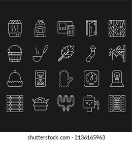 simple sauna equipment line icons set