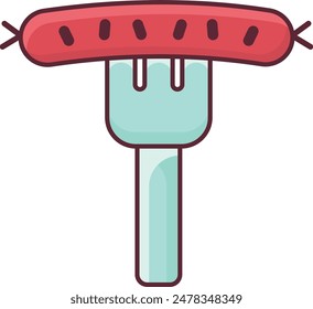 simple sausage fork icon illustration