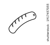 Simple sausage icon isolated on white background. Street food concept. Fast food. Black and white image. Vector illustration