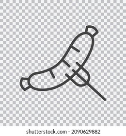 Salchicha simple en el icono de la línea de horquilla. Vector aislado sobre fondo transparente.