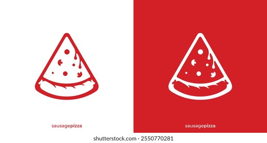 Simples Sausage Pizza Logo. Fast food Cafe Restaurante Modelo de design de logotipo.